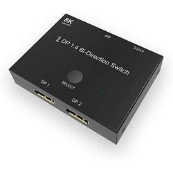 DisplayPort Switch, ConnBull Bidirectional DisplayPort 1.4 KVM Splitter 2 Input 1 Output - Supports 8K 4K 1080P, Manual DP Switcher for Monitor etc