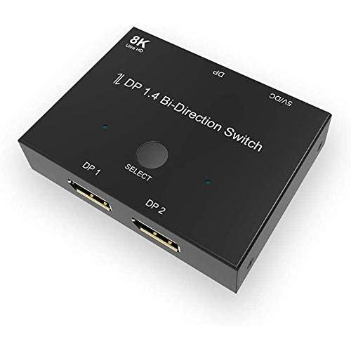 DisplayPort Switch, ConnBull Bidirectional DisplayPort 1.4 KVM Splitter 2 Input 1 Output - Supports 8K 4K 1080P, Manual DP Switcher for Monitor etc