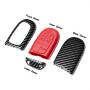 TANGSEN Smart Key Fob Case for DODGE RAM JEEP CHEROKEE 3 4 5 Button Keyless Entry Remote Personalized Protective Cover Plastic Carbon Fiber Pattern Red Silicone