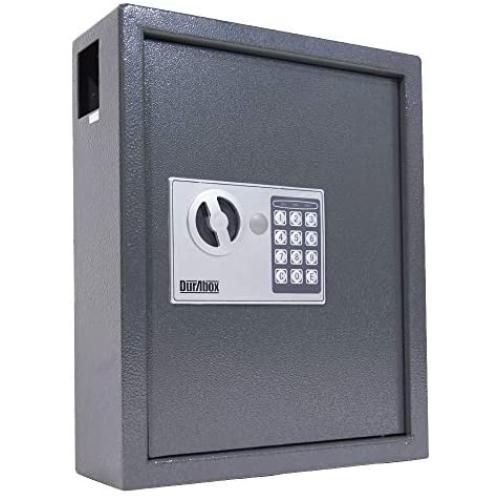 DuraBox 40 Keys Steel Safe Cabinet with Digital Lock - Electronic Key Safe with Drop Slot for Key Returns and Safe Storage (Dark Grey)