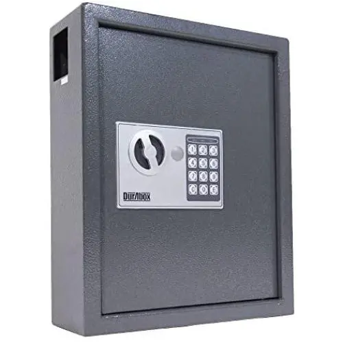 DuraBox 40 Keys Steel Safe Cabinet with Digital Lock - Electronic Key Safe with Drop Slot for Key Returns and Safe Storage (Dark Grey)