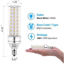 E12 LED Bulbs, 16W LED Candelabra Bulb 120 Watt Equivalent,1400lm, Decorative Candelabra Base E12 Non-Dimmable LED Chandelier Bulbs, Warm White 3000K, LED Corn Lamp, Pack of 4