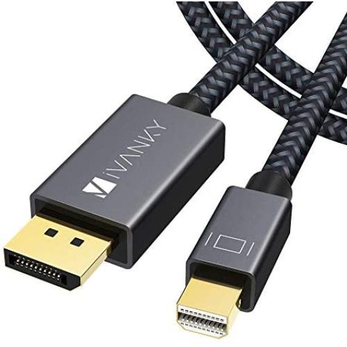Mini DisplayPort to DisplayPort(Mini DP to DP) Cable, 6.6 Feet,4K@60Hz / 2K@144Hz, iVANKY DisplayPort to Mini DisplayPort(Thunderbolt Compatible) Cable - Grey