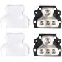 VonSom 3 Way Power Distribution Block, 1x 0 Gauge in / 3X 4 Gauge Out Amp Power Distribution Ground Distributor Connecting Block for Car Amplifier Audio Splitter 2 Pack