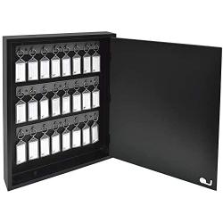 Acrimet Key Cabinet Organizer 24 Positions with Lock (Wall Mount) (24 Smoke Tags Included) (Black Cabinet)