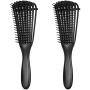Emoly 2 Pack Detangling Brush for Natural Hair-Detangler for America 3a to 4c Kinky Wavy, Curly, Coily Hair, Detangle Easily with Wet/Dry (Black)