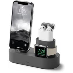 elago 3 in 1 Apple Charging Station Compatible with Apple Watch Series 6/SE/5/4/3/2/1, Apple AirPods 2/1, iPhone 11 and All iPhone Models [Original Cables Required] (Dark Grey)