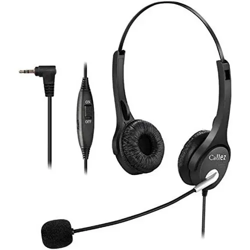 Callez 2.5mm Cordless Phone Headset Dual, Telephone Headsets with Noise Canceling Mic for DECT Phones Panasonic KX-TGE433B KX-TS880 AT&T ML17929 Vtech RCA Cisco Uniden Call Center Home Office(C402D3)