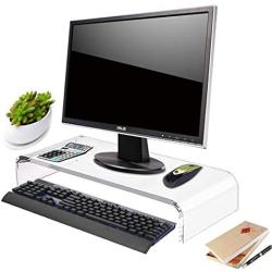 Clear Acrylic Computer Monitor Stand Holder, Heavy Duty Ergonomic Monitor Riser for Office Home Desktop Corner, Free Standing Lucite Monitor Stands for Laptop Screen Tablet TV Lcd, Desk Riser Leg Lift