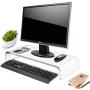 Clear Acrylic Computer Monitor Stand Holder, Heavy Duty Ergonomic Monitor Riser for Office Home Desktop Corner, Free Standing Lucite Monitor Stands for Laptop Screen Tablet TV Lcd, Desk Riser Leg Lift