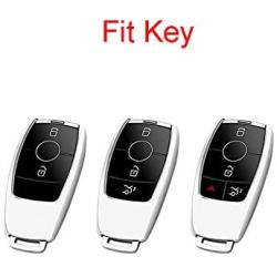 Royalfox(TM) Luxury 3 4 Buttons 3D Bling Smart keyless Entry Remote Key Fob case Cover for Mercedes-Benz E-Class S-Class W213 2016 2017 2018 2019,with Keychain (Pink)