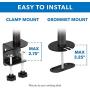 Mount-It! Triple Monitor Mount | 3 Computer Screen Desk Stand with Clamp and Grommet Base Fits Up to 24, 27, 32 Displays | Universal VESA Pattern 75x75 and 100x100