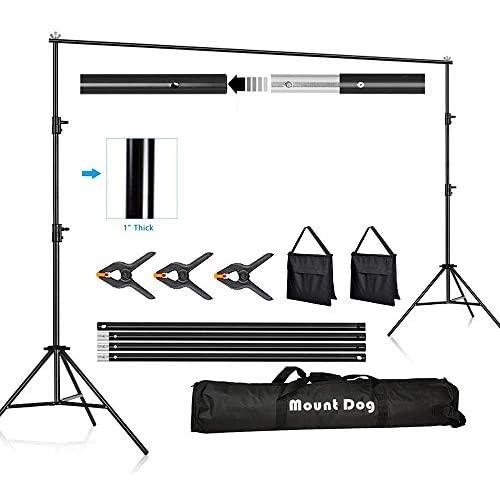 MOUNTDOG Backdrop Support Stand 10FT Adjustable Photography Studio Background Support System Kit with Carrying Bag for Photo Video Shooting