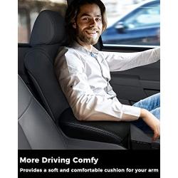 Center Console Cover for 2009-2015 Pilot Armrest Cover Replacement Leather Console Lid, Black