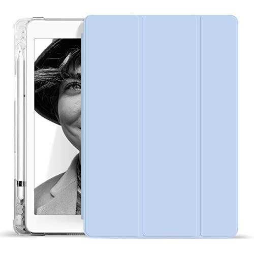 KenKe iPad 2018/2017 Case with Pencil Holder,Smart Trifold Stand Lightweight Protective Soft Silicone Smart Trifold Stand Cover Auto Sleep/Wake for iPad 6th / 5th Generation Case 9.7 inch -White ice