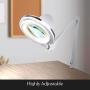 Brightech LightView PRO LED 2.25x Magnifying Glass Clamp Lamp: Daylight Bright Lighted Lens – Dimmable, Adjustable Color Temperature Utility Light for Desk, Table, Task, Craft, Workbench –White