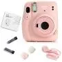 Fujifilm Instax Mini 11 Instant Camera + Fujifilm Instax Mini Twin Pack Instant Film (16437396) + Single Pack Rainbow Film + Case + Travel Stickers (Blush Pink)