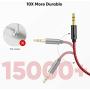 2 Pack AUX Cable, Oldboytech Auxiliary Cable [1.48ft/45CM, Hi-Fi Sound] 3.5mm Nylon Braided AUX Cord for Car Compatible with Stereos, Speaker, iPod iPad, Headphones and More(Red)