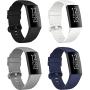 poshei 4 Packs Bands Compatible with Fitbit Charge 4 / Fitbit Charge 3 / Fitbit Charge 3 SE for Women and Men, Classic Replacement Wristband, Soft Silicon Waterproof Quick Release Sports Strap