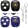 New Key Fob Shell Replacement for Lexus New 3 Buttons Keyless Entry Smart Remote Control Car Key Fob Shell with Multi-Function Screwdriver Fit for Lexus GS GX is LS LX RX SC (Black+Blue)