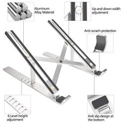 Toenman Upgraded Laptop Stand, Adjustable Aluminum Notebook Stand, Foldable Non-Slip Computer Holder for MacBook Air Pro, Lenovo, Dell, More 10-15.6” Laptops