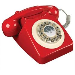 Wild Wood 746 Phone, Retro Design, Red