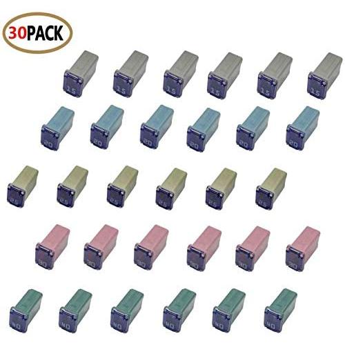 30 pc Automotive MCASE Mini Box Shaped Cartridge Fuse Kit for Cars, Trucks, and SUVs