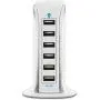Aduro 40W 6-Port USB Desktop Charging Station Hub Wall Charger for iPhone iPad Tablets Smartphones with Smart Flow (Solid White)