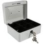 Oumij Cash Box with Combination Lock Safe Metal Money Box for Security Lock Box Digital Safe-Electronic Steel for Home, Business or Travel(White)
