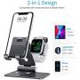 Foldable Apple Watch Stand - OMOTON Portable Aluminum 2 in 1 Charging Stand Holder Dock for Nightstand, Designed for Apple Watch, Compatible with All iPhone and Android Phones, Black