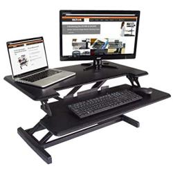 Victor DCX610 Height Adjustable Compact Standing Desk| Black| 33” Wide Sit-Stand Dual Monitor Desk and Laptop Riser Workstation| Compatible with Most Monitor Arms