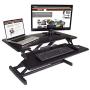 Victor DCX610 Height Adjustable Compact Standing Desk| Black| 33” Wide Sit-Stand Dual Monitor Desk and Laptop Riser Workstation| Compatible with Most Monitor Arms