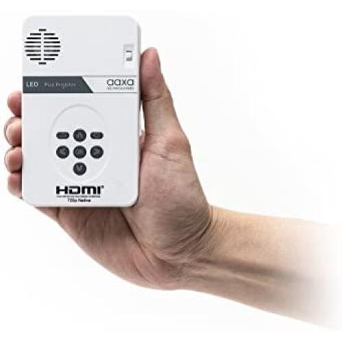 AAXA Technologies KP-101-01 AAXA LED Pico Micro Video Projector - Pocket Size Portable Mobile Mini Projector with mini-HDMI, built-in Media Player & Speakers, 3.5mm Aux Out, Micro SD/USB readers and 80 Min Lithium-Ion Battery