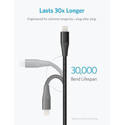 Anker Powerline+ II Lightning Cable (3ft), MFi Certified for Flawless Compatibility with iPhone Xs/XS Max/XR/X / 8/8 Plus / 7/7 Plus / 6/6 Plus / 5 / 5S and More(Black)