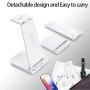 3 in 1 Wireless Charging Station, Phone Wireless Charger Stand Watch Charger Stand Compatible with iPhone 12 11 Pro Pro Max X XR XS 8 Samsung Galaxy S20+ S10 S9 iWatch 6/5/4/3/2 Airpods 2/Pro (White)
