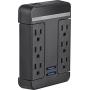 Rocketfish 6-Outlet/2-USB Swivel Wall Tap Surge Protector Black