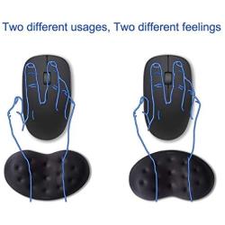 BRILA Ergonomic Memory Foam Mouse Wrist Rest Support Pad Cushion for Computer, Laptop, Office Work, PC Gaming - Massage Holes Design - Wrist Pain Relief (Black Mouse Wrist Rest)