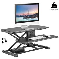 TechOrbits Electric Standing Desk Converter Workstation Rise-X E Motorized Stand Up Desk Riser for a Sit Stand Desk - Height Adjustable Computer Table for Standing Desks - 32” Work Surface, Black
