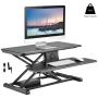 TechOrbits Electric Standing Desk Converter Workstation Rise-X E Motorized Stand Up Desk Riser for a Sit Stand Desk - Height Adjustable Computer Table for Standing Desks - 32” Work Surface, Black
