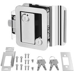 Kohree RV Trailer Camper Entry Door Lock Handle, Polar Chrome RV Door Lock Replacement with Deadbolt and 4 Keys, Upgrade Zinc Alloy Security Kit for Camper, Travel, Horse Trailer, Cargo Hauler