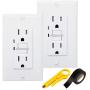 GFCI Outlet with Night Light 15A 120V UL Listed Tamper Resistant Lighted Duplex Receptacle GFI Nightlight LED Guide Light Wall Plates and Screws Included WHITE (2 PACK)