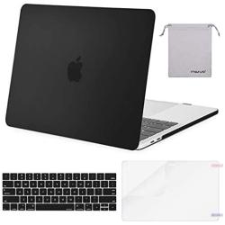 MOSISO Compatible with MacBook Pro 15 inch Case 2019 2018 2017 2016 Release A1990 A1707 with Touch Bar, Plastic Hard Shell Case & Keyboard Cover & Screen Protector & Storage Bag, Black
