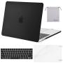 MOSISO Compatible with MacBook Pro 15 inch Case 2019 2018 2017 2016 Release A1990 A1707 with Touch Bar, Plastic Hard Shell Case & Keyboard Cover & Screen Protector & Storage Bag, Black