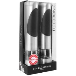 COLE & MASON Richmond Electric Salt and Pepper Grinder Set - Stainless Steel Electronic Mills Include Gift Box and Gourmet Precision Mechanisms