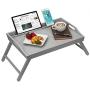 Rossie Home Media Bed Tray with Phone Holder - Fits up to 17.3 Inch Laptops and Most Tablets - Calming Gray - Style No. 78105
