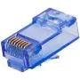 Monoprice 8P8C RJ45 Plug with Inserts for Solid Cat6 Ethernet Cable - Blue (100 Pcs/Pack) Gold Plated Contacts