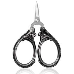 BIHRTC Small Scissors Embroidery Scissors Stainless Steel Sharp Tip Scissors Craft Shears Scissors for Cutting Paper Needlework Craft Threading Needlework Handcraft Gun Black Scissors