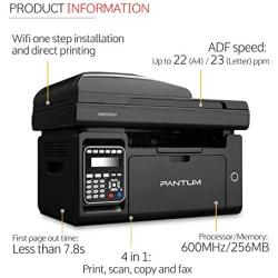 Pantum Monochrome All-in-one Wireless Laser Printer with Print Copy Fax Scan & ADF, Compact Multifunction for Home Office Mobile 23 PPM Printing (Laserjet M6600NW, Black)
