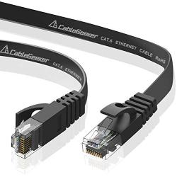 Cat 6 Ethernet Cable 15ft (at a Cat5e Price but Higher Bandwidth) Flat Internet Network Cable - Cat6 Ethernet Patch Cable Short - Cat6 Computer Cable with Snagless RJ45 Connectors - Black