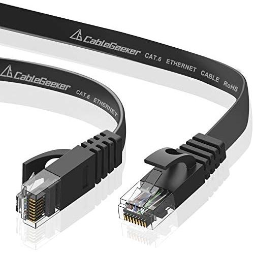Cat 6 Ethernet Cable 15ft (at a Cat5e Price but Higher Bandwidth) Flat Internet Network Cable - Cat6 Ethernet Patch Cable Short - Cat6 Computer Cable with Snagless RJ45 Connectors - Black